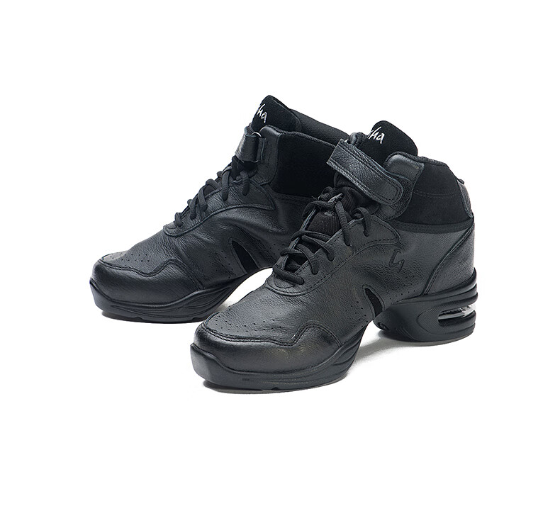 Sansha Sports Dance Shoes with Leather Upper And Air Cushion, Modern Dance Shoes, High-Top Shoes, Square Dance Shoes H52LPI Black Size 38 11