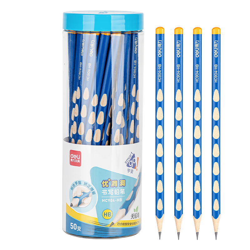 Deli Hole Pencil 50pcs HB Triangular Grip Ergonomic Writing Pencil for Children Erasable Student Stationery Back to School