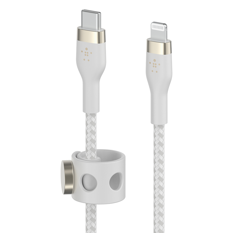 BELKIN Apple Charging Cable, Double-Layer Braided, MFi Certified, Apple Phone PD Fast Charging, Type-C to Lightning Charging Cable, 2 Meters White, CAA011