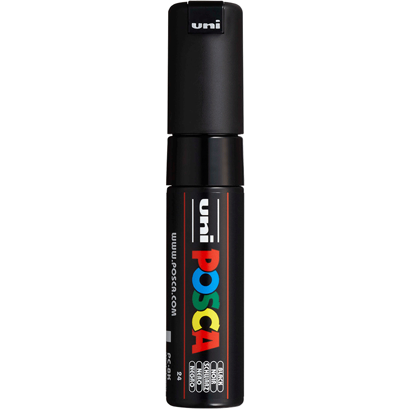 Uni Mitsubishi POSCA Acrylic Marker (Large Size) Black Single PC-8K Brush for Posters, Advertising Signs, Drawing, Hand-Drawing, Graffiti, Painting And Watercolor