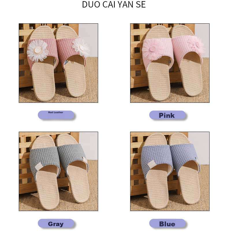 Huili Linen Slippers, All-Season Couple's Indoor/outdoor Floor Slippers, Sweat-Absorbing Cotton And Linen Sandals, HL0153 Blue Size 44-45 7