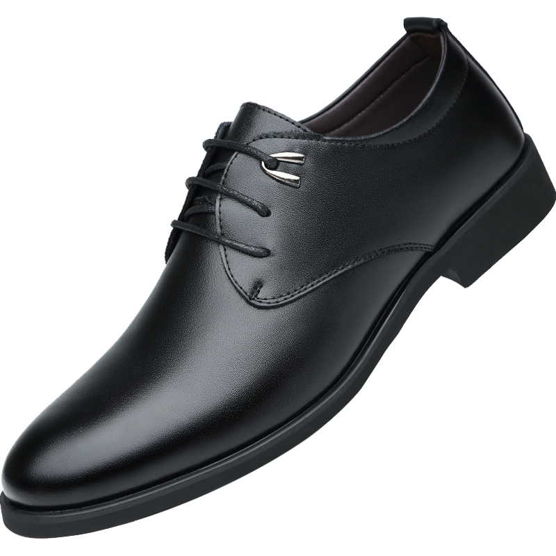 BEIOUTU Men's Leather Dress Shoes Fashion Trendy Lace-up Wedding Low-top Cowhide Business Casual Shoes 511 Black 43