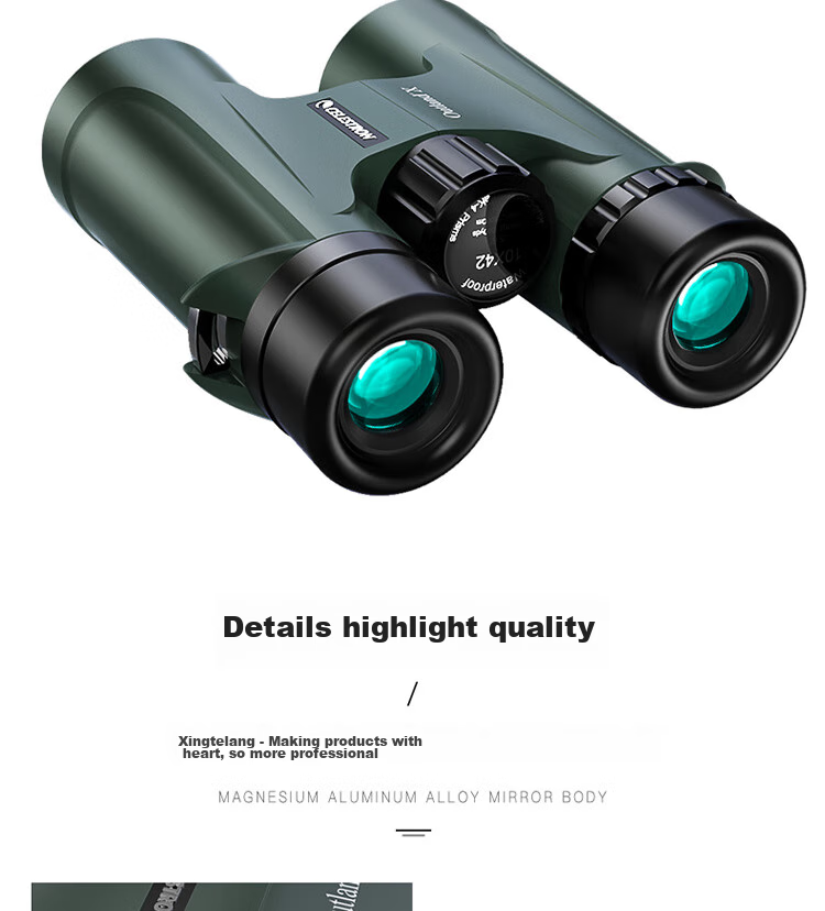 Xingtelang Original X Green 8X42 High-Definition High-Magnification Nitrogen-Filled Waterproof Low-Light Night Vision Professional Binoculars for Concerts 24