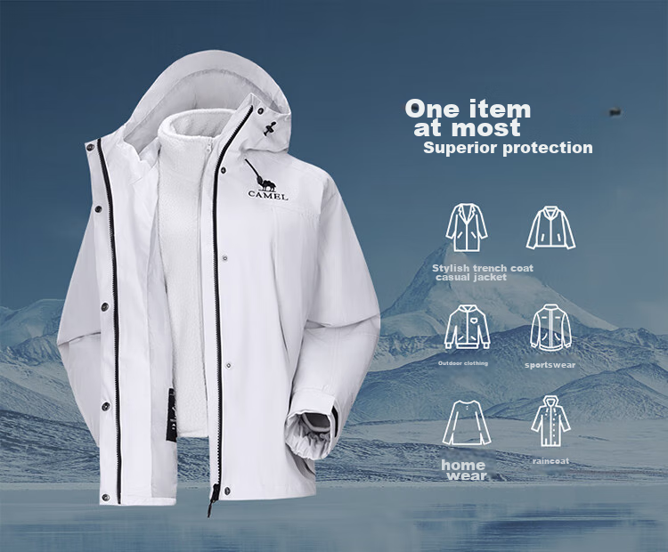 CAMEL Outdoor Jacket for Women, Three-In Waterproof, Windproof, And Warm Inner Liner, Sheepskin Coat, A24CATG706 10