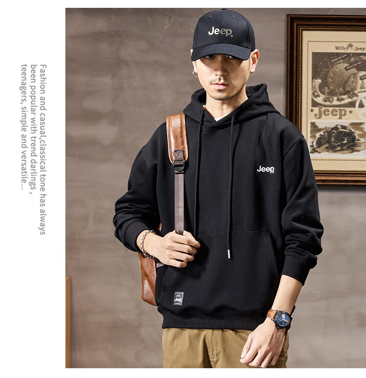 JEEP High-End Embroidered Men's Hooded Sweatshirt, Casual Loose Long-Sleeve Pullover T-Shirt Top for Spring And Autumn 2026 15