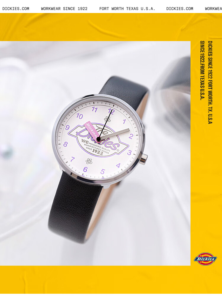 Dickies Student Watch, Exam Watch, Fashionable And Simple, Waterproof Leather Strap Quartz Watch, Birthday Gift for Girls, CL-522L1 5
