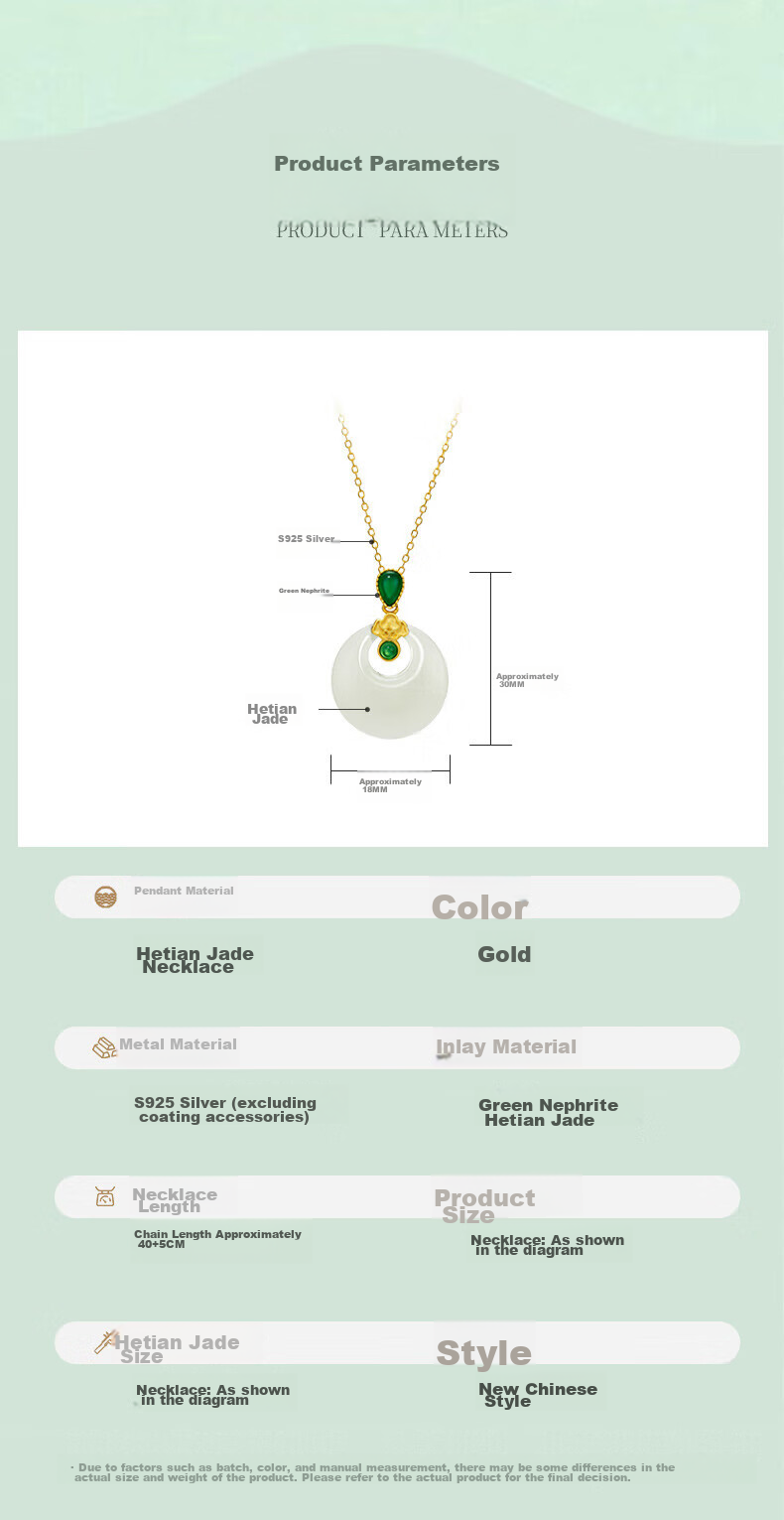 Qlady Hetian Jade Peace Buckle Necklace for Women, 925 Silver Jewelry Jade Pendant, Mother's Birthday Mid-Autumn Festival Gift for Mom 5