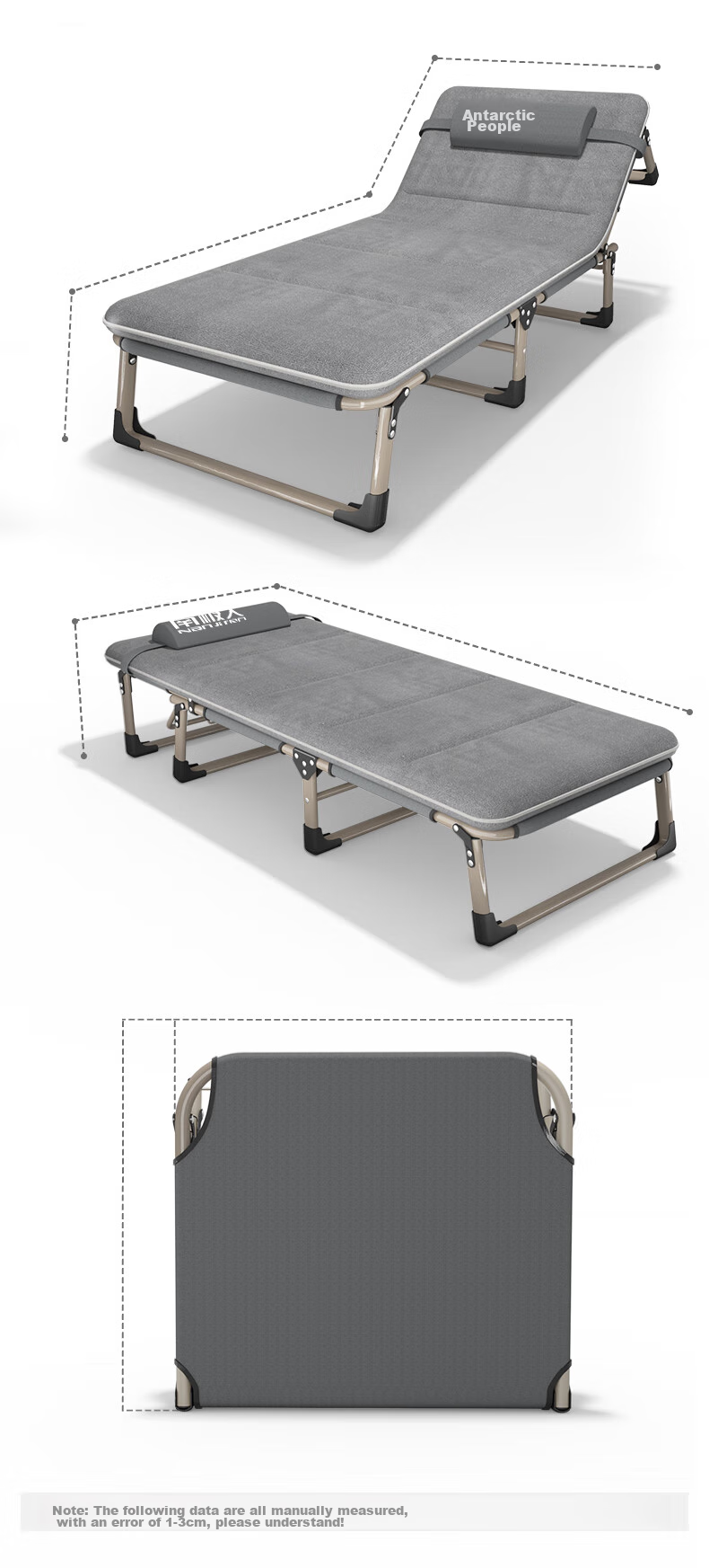 Nanjiren Folding Bed Lounge Chair Single Bed Lounge Chair Office Nap Lounger Siesta Bed Companion Bed Simple Camping Cot 68cm 7