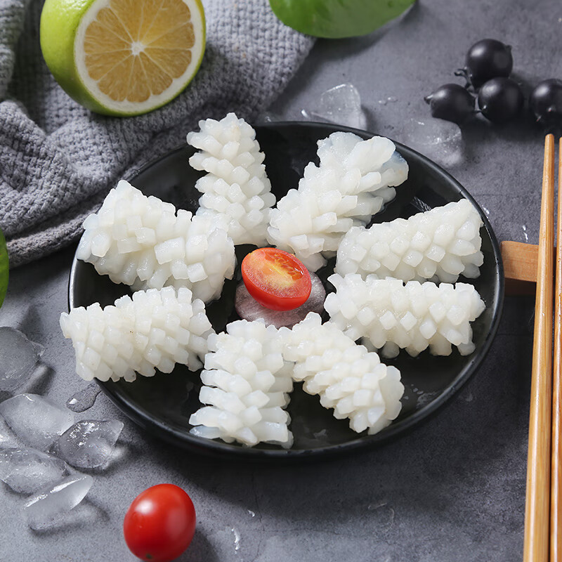 初鲜鲜冻鱿鱼花400g 鲜捕速冻锁鲜 铁板鱿鱼烧烤火锅食材 海鲜软足类