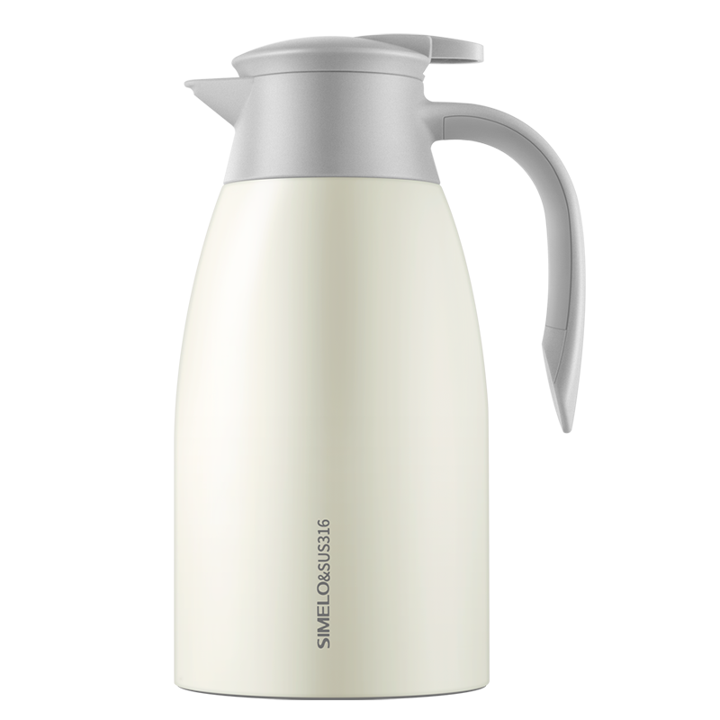 SIMELO Insulated Thermos, Large Capacity Household Use, 316 Stainless Steel Inner Liner, Hot Water Kettle, Warm Water Bottle, Thermos Flask, 2.0L, Yingbin Elegant White