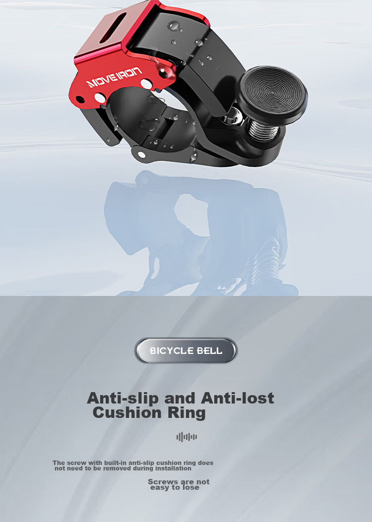 Move Iron Bicycle Bell, Mountain And Road Bike Portable Lightweight Horn, Aluminum Alloy Ultra-Loud Clear Invisible Bell, Red 10