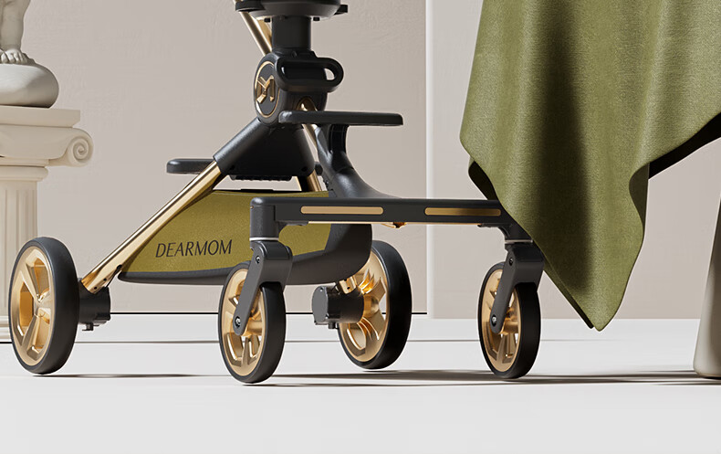 Dear Mom, Stroller, Large White Car, High Landscape Baby Stroller, Lightweight, Reversible, Can Sit Or Lie Down, Strolling Trolley for Babies, Gree 58