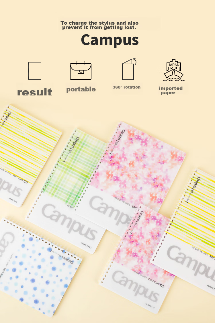 KOKUYO Campus Student Soft Spiral Notebook Journal Record Book, Shuicaixuyu, A5, 50 Sheets, Yellow WSG-SRDA550Y 1