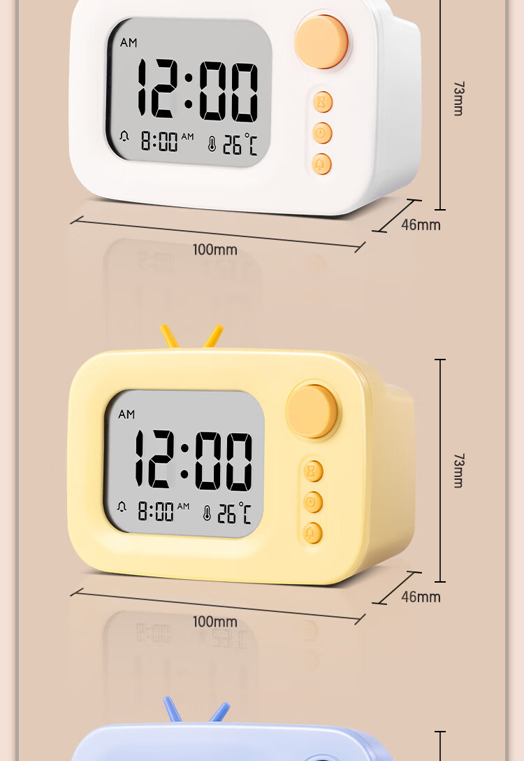 Deli Cute Cartoon Alarm Clock Thermometer, Back-To Gift for Students And Children, Blue LE104 14