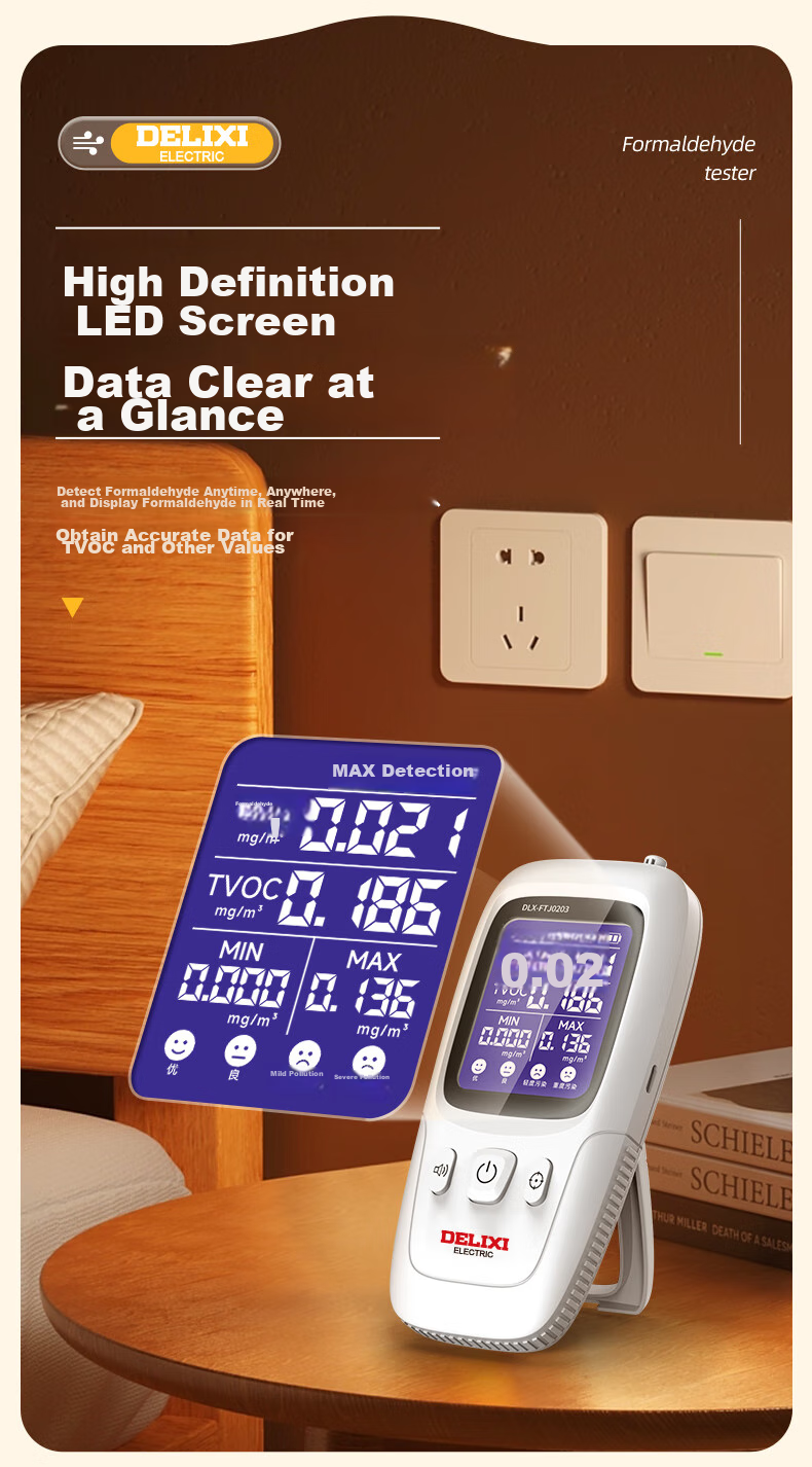 DELIXI ELECTRIC Formaldehyde Detector Indoor Air Quality Monitor Home Formaldehyde Tester Upgraded Version 8