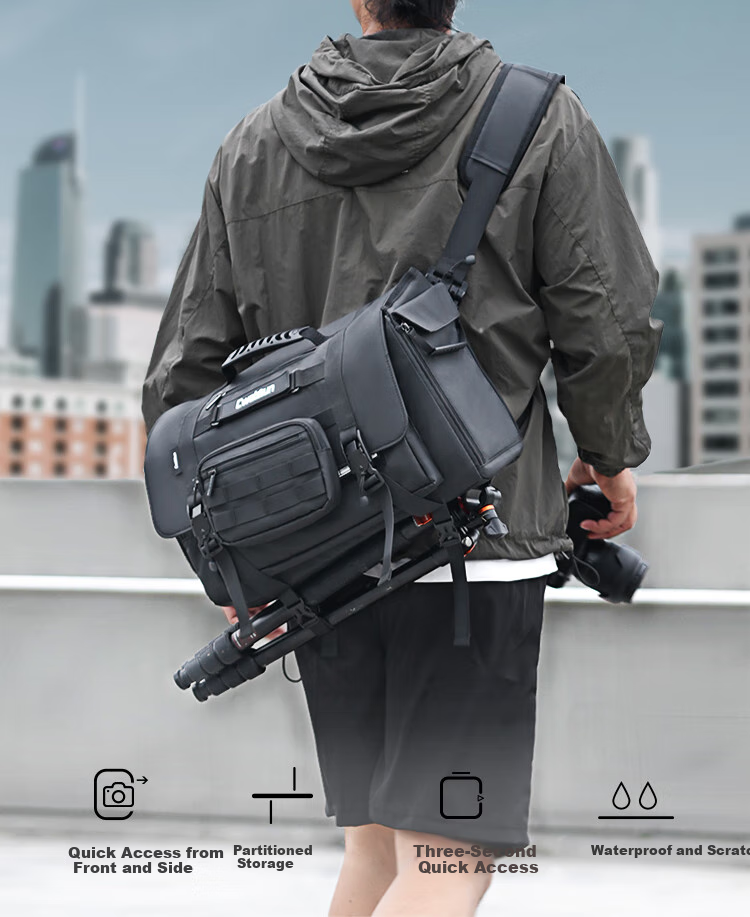 CWATCUN Shoulder Camera Bag, Functional Bag for DSLR And Lenses, Photography Bag, Three-Point Backpack, Stylish Design, Waterproof And Scratch-Resistant Fabric, for Me 3
