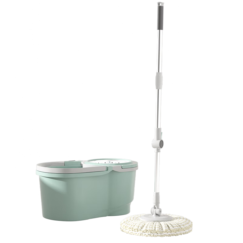Grace Rotating Mop with 2 Mop Heads and Bucket, Household Hands-Free Double-Drive Water-Absorbing Mop
