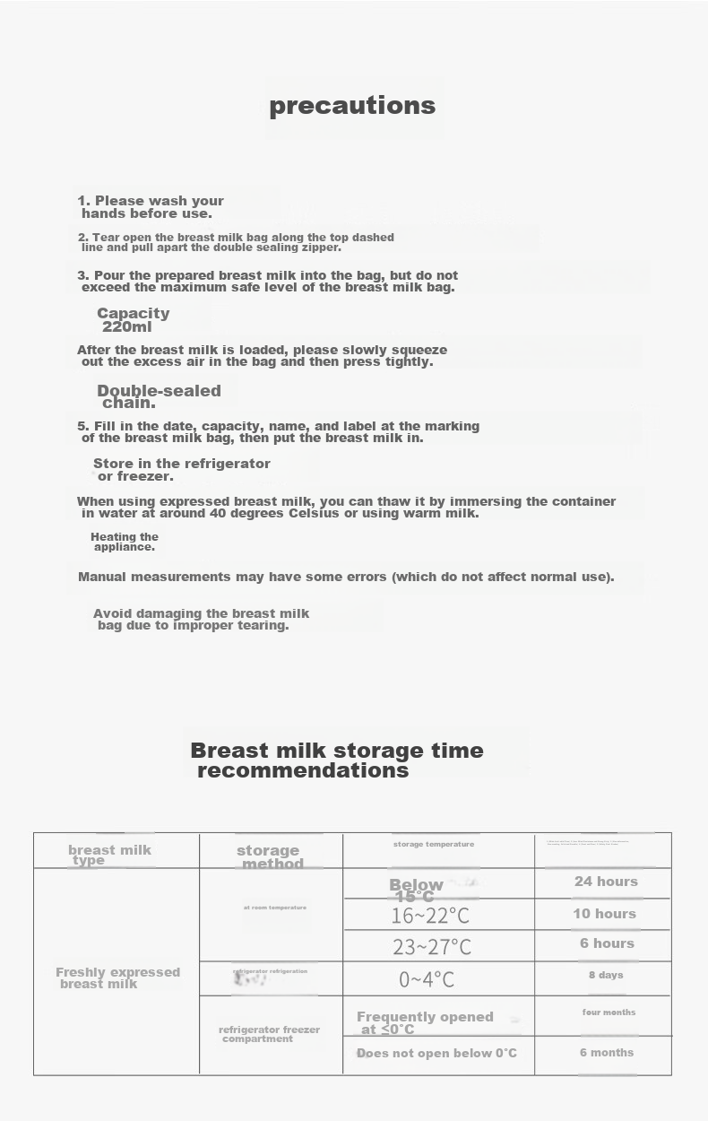 EMXEE Breast Milk Storage Bags, Disposable Breast Pump Bags, Nipple-Shaped Storage Bags, Refrigerated Milk Storage Bags, Leak-Proof, Temperature-Sensitive, 200ml*5 Pieces 12