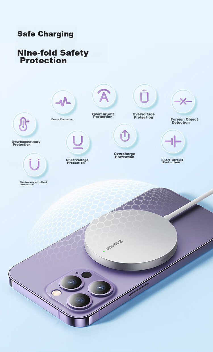 BASEUS Wireless Charger for IPhone 17 Pro Max, Supports MagSafe Magnetic Fast Charging, Compatible with Apple 17/16/15 Huawei Phones And AirPods Earphones, White 16
