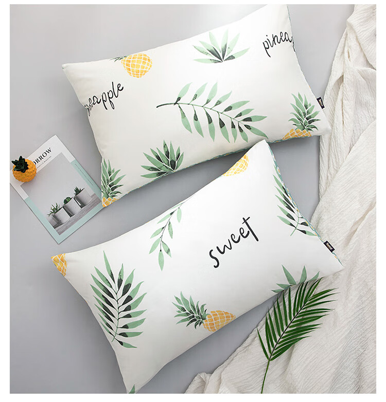 Dohia Home Textile Pure Cotton Pillowcase Single Piece 100% Combed Cotton Double Pillowcase Pillow Core Cover Pair 74*48cm 6