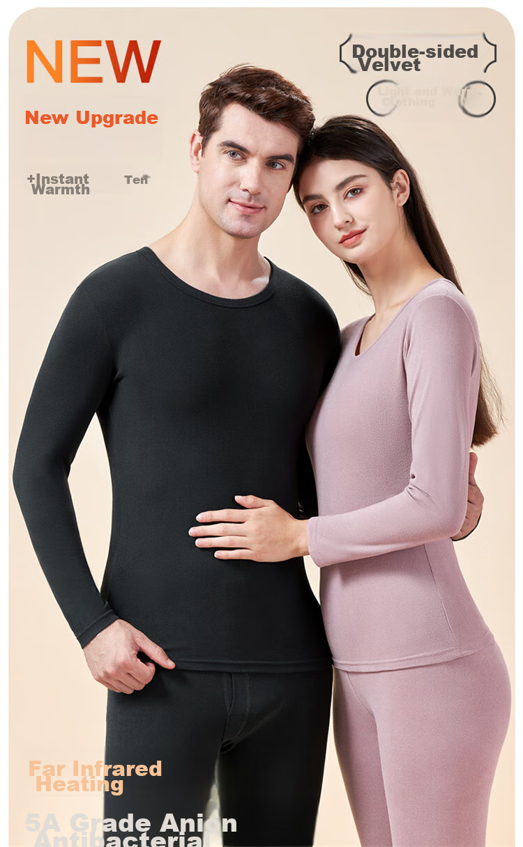LangSha [Fall New Arrival] Men's Thermal Underwear Set, Antibacterial Thin Spring And Autumn Couple's Antibacterial Warm Base Layer 1