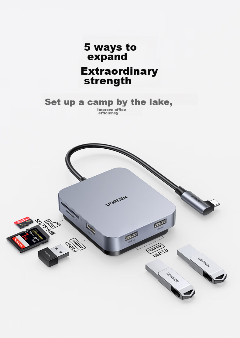 UGREEN Type-C Expansion Dock Compatible with Apple iMac, Magnetic Expansion Hub, Multifunctional USB Hub, Card Reader, Data Transfer, Laptop 5