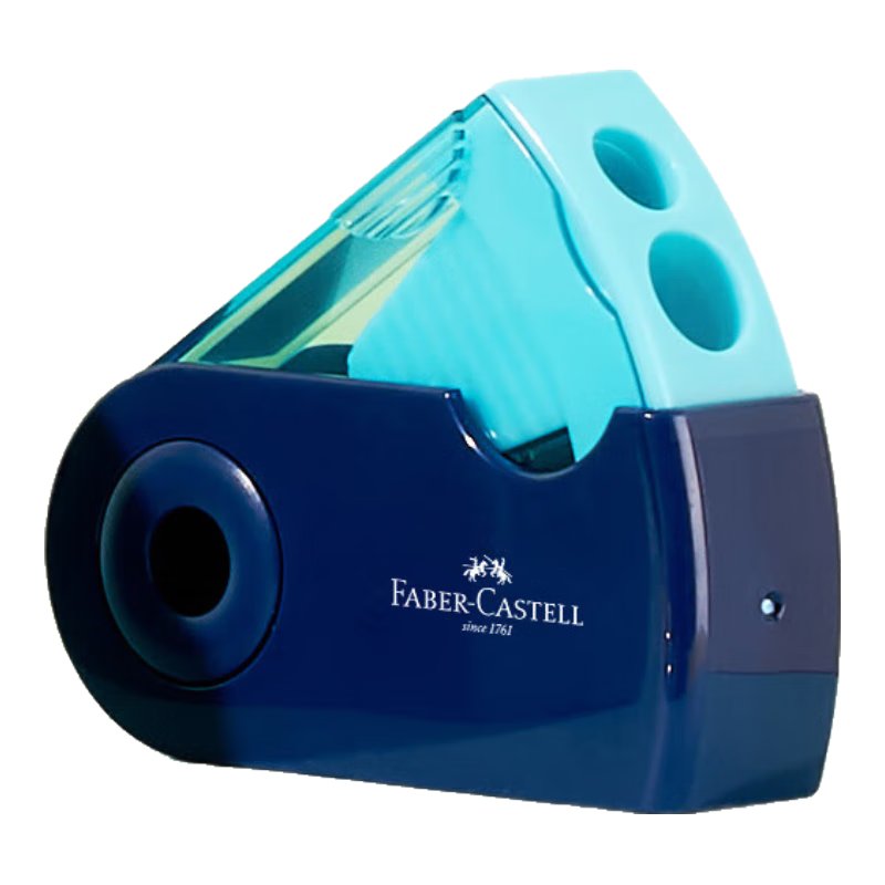 Faber-Castell Double-Hole Pencil Sharpener, Sketching And Drawing Tool, Manual Rotary Pencil Sharpener for Elementary School Students - 182704 Blue