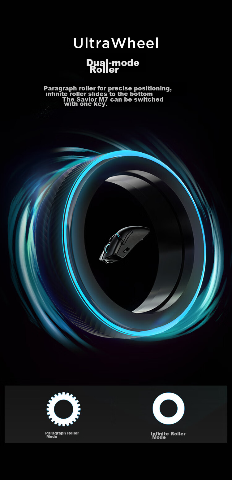 Lenovo Savior M7 Wireless Gaming Mouse, Esports-Specific Wired Bluetooth Mouse, Ergonomic Lightweight Laptop Warrior/Y9000P/R7000 Original, Phantom Black 4