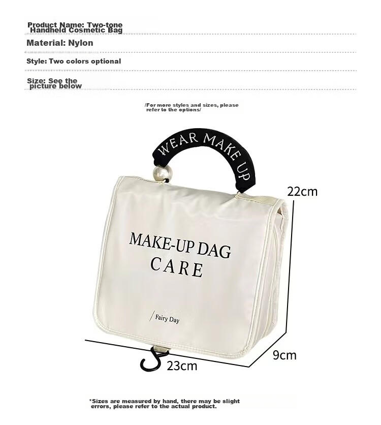 Fanyejia Toiletry Bag, Storage Bag for Women, Travel Makeup Bag, Large Capacity, Light Luxury Style, Black, 9cm Fabric Handbag Desig 2