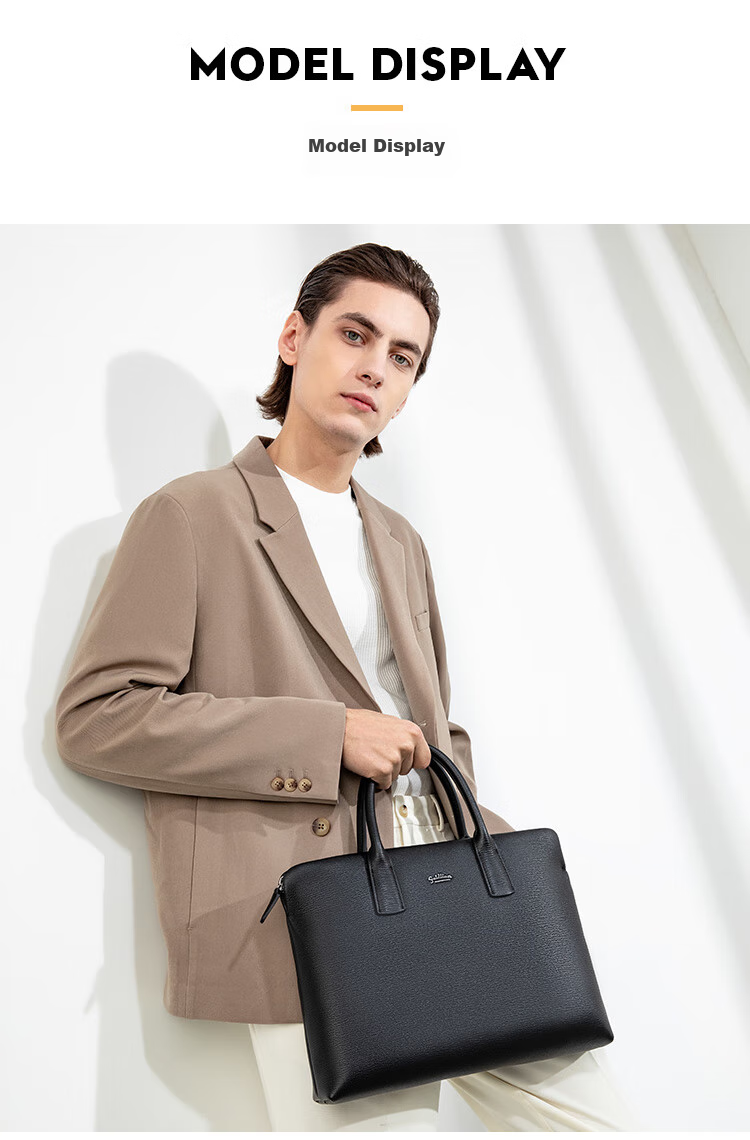 Goldlion Leather Briefcase, Top-Grain Cowhide Handbag, Business Men's Bag, Large Capacity Laptop Bag, Birthday Gift 10