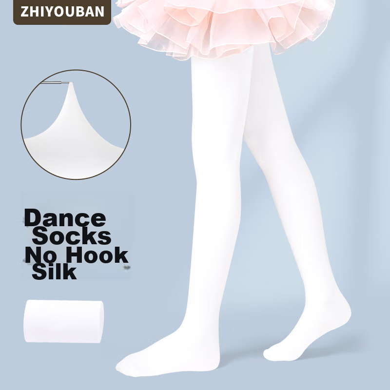 Zhiyouban Children's Dance Tights for Girls, Professional Dance Spring And Autumn Thin Leggings, White Stockings for Practice