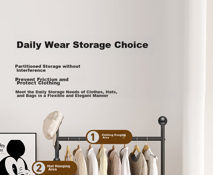 Yicainianhua Coat Rack, Floor-Standing Clothes And Hat Stand, Multifunctional Hanger, Bedroom Storage Rack, Clothes Drying Rack (Miqi) 2383 12