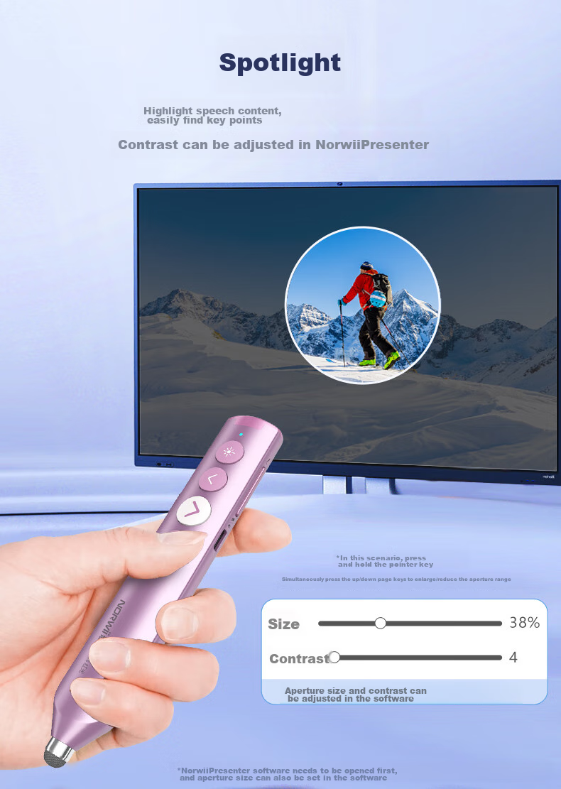 NORWII N10s Pro Laser Page-Turning Pen, Purple, Touchscreen Writing, Teacher's PPT Bluetooth Page-Turning Pen Remote Control, Seewo LED Screen All-In Machine with 64GB Storage 7