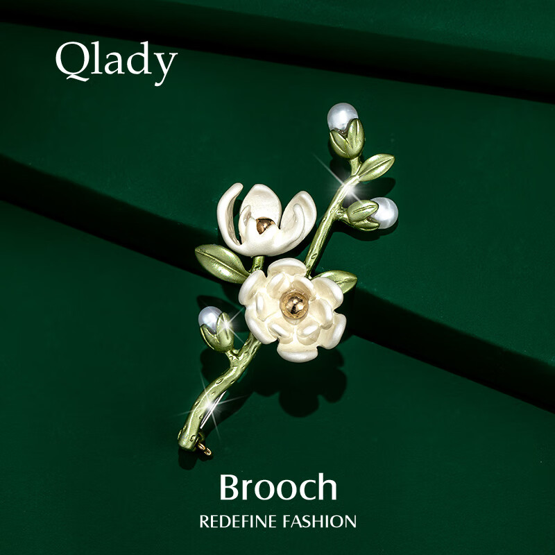 Qlady White Orchid Brooch, High-End Women's Pin, Fastens Clothes, Accessories for Cheongsam, Brooch Clasp, Mid-Autumn Festival Gift