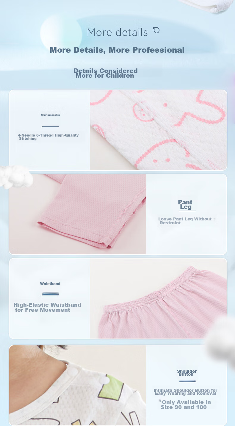 Hodo Children's Pajamas, Boys And Girls Summer Thin Pure Cotton Short-Sleeve Home Wear Set, 3A Antibacterial Air Conditioning Suit 3207 120 9