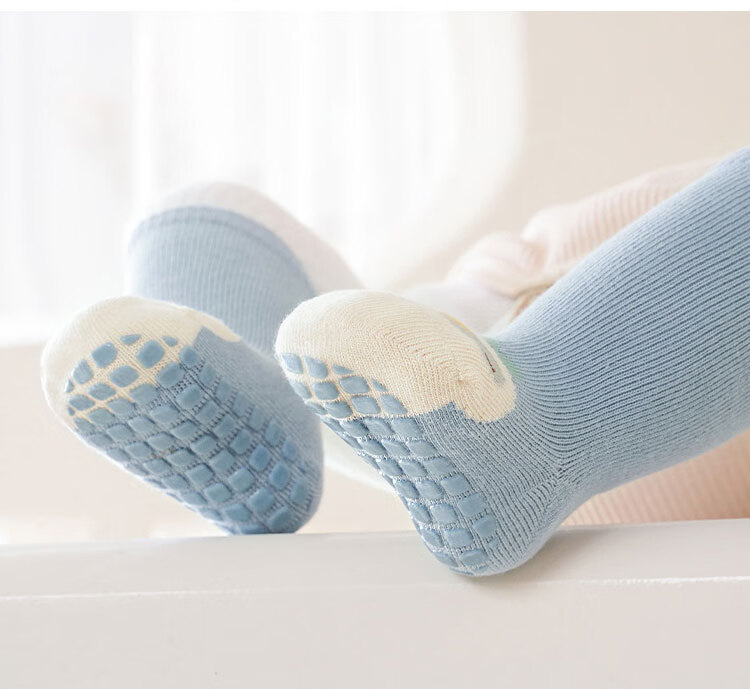 Aibaoshi Baby Floor Socks, Spring And Autumn Infant Socks, Indoor Walking Socks, Early Education Mid-Calf Socks, 3 Pairs, Size M, T044 14