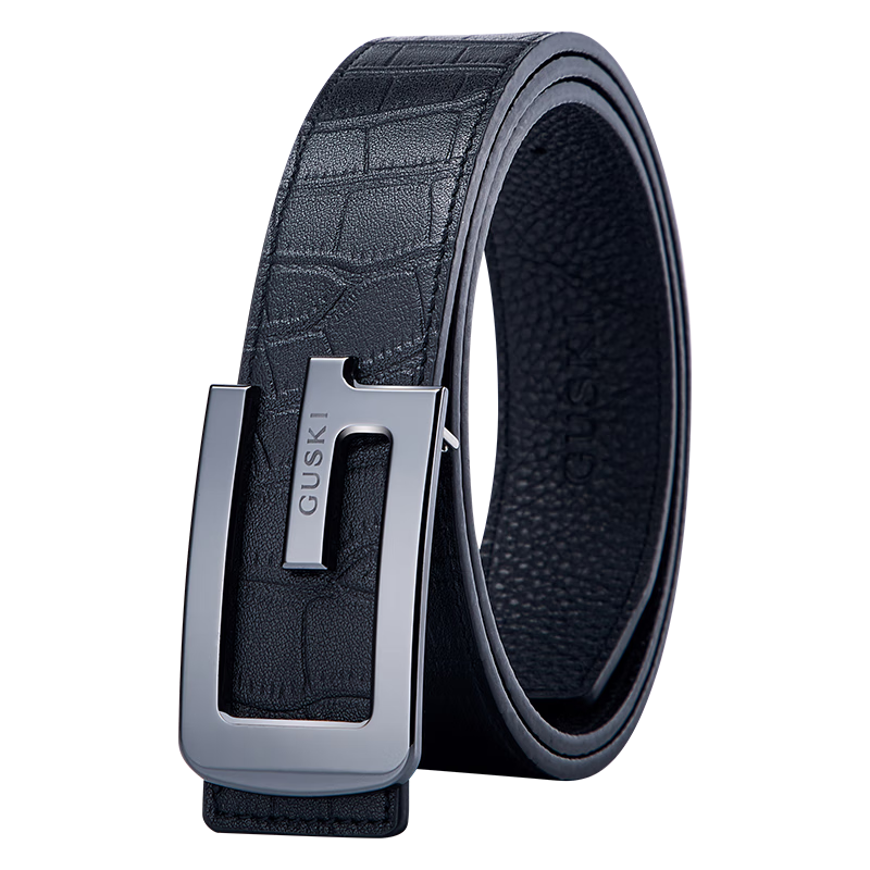 GUSKI Men's Leather Belt with Ceramic Buckle, Business Trouser Belt in Gift Box, Birthday Present for Boyfriend Or Husband