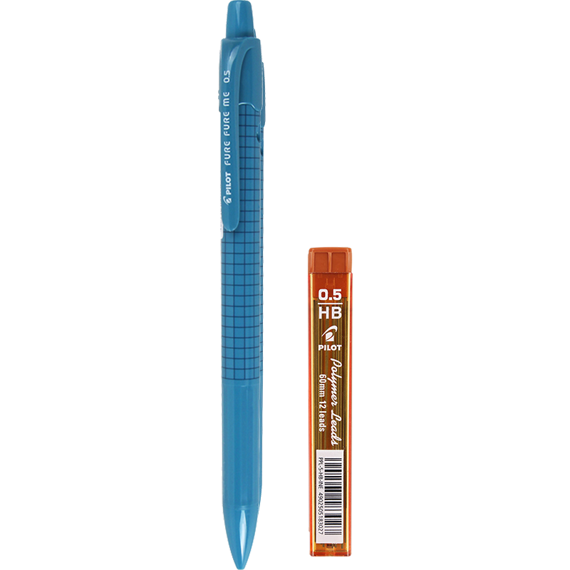 PILOT Colorful Mechanical Pencil for Primary School Students, Exam And Drawing Pencil with Eraser, Stationery Set HFME-20R 0.5mm Blue Grid (With One Box of Lead Refills)