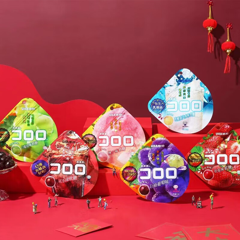 悠哈 酷露露果汁软糖 52g*4 网红零食大礼包 休闲零食 儿童糖果