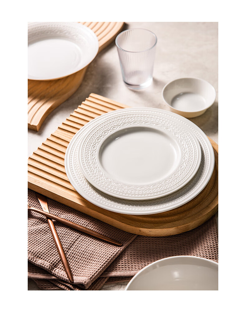 JIWUSENLIN Ceramic Bowl And Plate Set with Chopsticks, Complete Tableware Set for Home Use, Housewarming Gift Box, Muyun 43-Piece Set 17