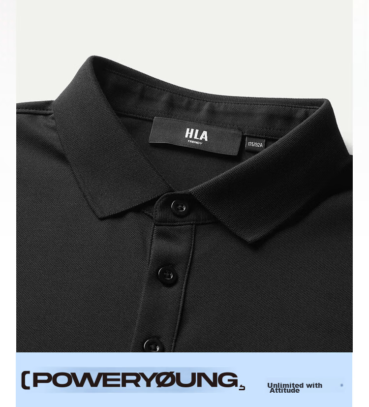 HLA Short-Sleeve Polo Shirt for Men, POWER YOUNG Series, Cool-Feeling Contrasting Color Short-Sleeve for Men in Summer 3
