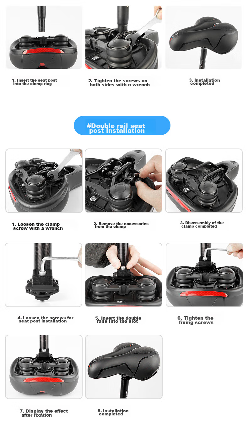 Move Iron Bicycle Seat, Mountain Bike Shock-Absorbing Saddle, Thickened Foam Saddle, Universal Seat Cushion, Cycling Equipment Accessory 14