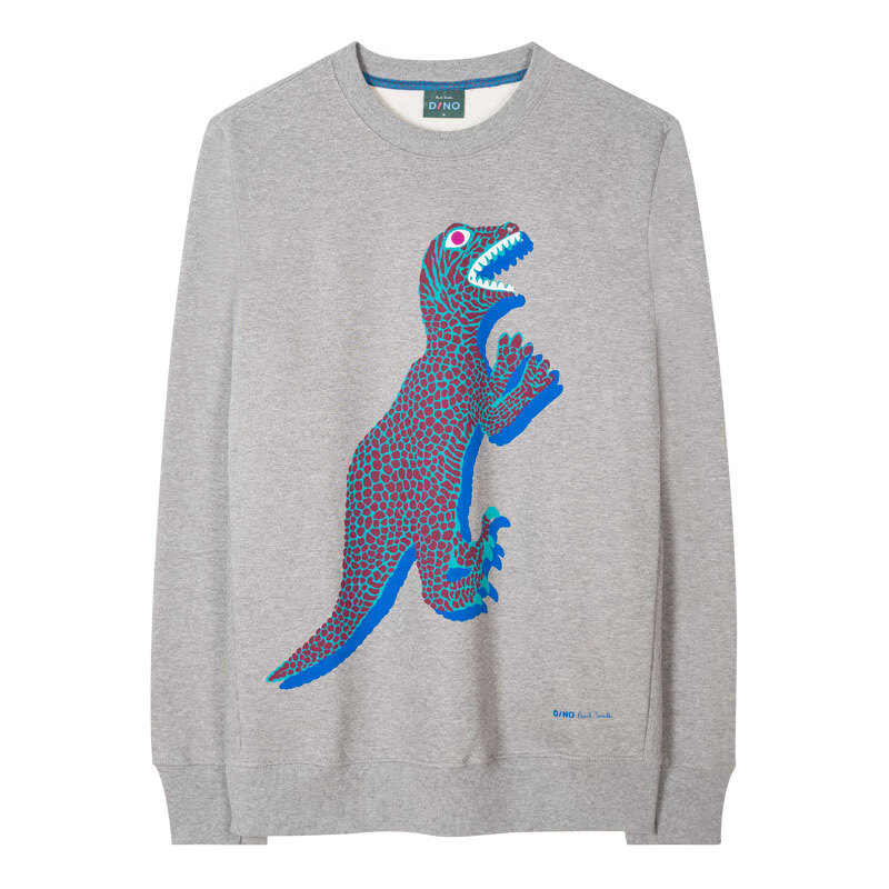 保罗史密斯 ps paul smith 20秋冬dinosaur系列男士恐龙印花麻灰色棉