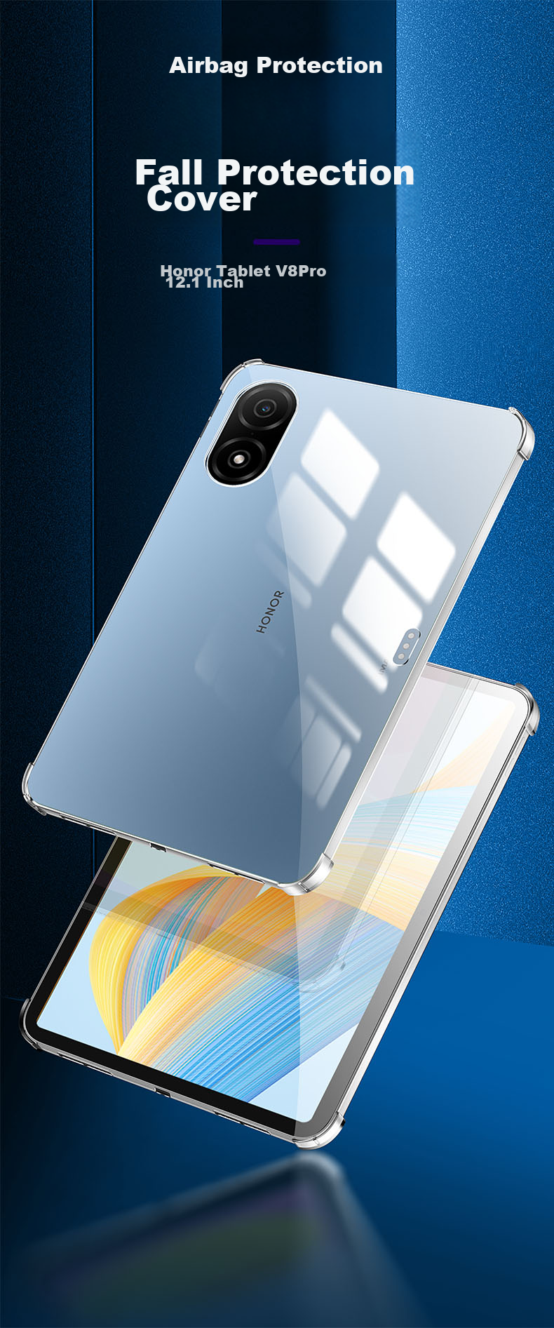 Freeson Protective Case for Honor MagicPad Tablet, 13-Inch Full Coverage Shockproof with Four-Corner Airbags, Anti-Collision Crystal Clear TPU Soft Shell, Transparent 1