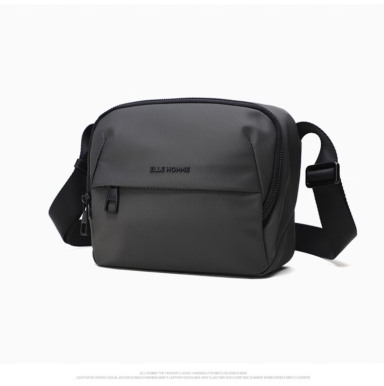 ELLE HOMME Men's Shoulder Bag, Trendy Lightweight Canvas Crossbody Bag, Water-Resistant Casual Phone Bag for Men, Travel Bag in Gray 11