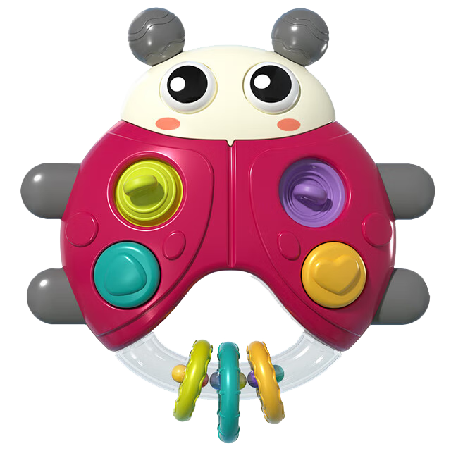 GOODWAY Little Ladybug 6-Month Infant Toy Rattle, Early Education Educational Toy for Babies 0-1 Year Old, Push Button Toy for Boys And Girls