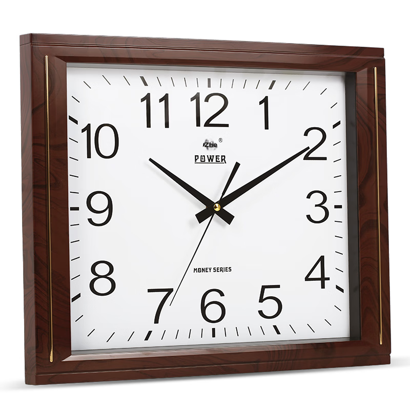 POWER Bawang Wall Clock, Living Room Simple Square Clock, Creative Quartz Wall-Mounted Electronic Clock, Length 43cm, PW816JKS2