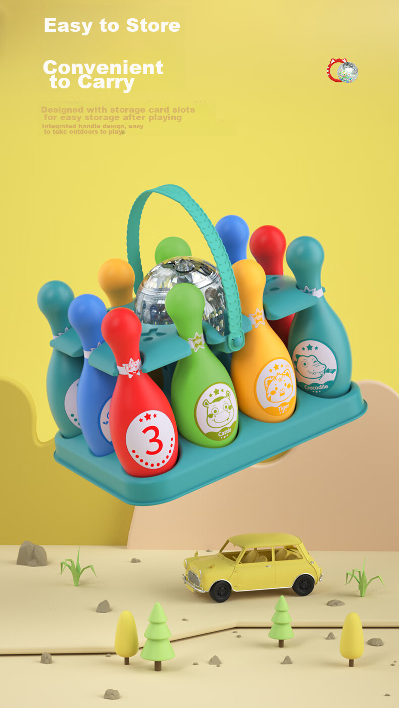 Hongdeng Children's Cartoon Bowling Set Large Size Indoor Sports Early Education Toy for Boys Girls Toddlers Birthday Gift 12