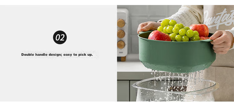 Suncha Double-Layer Colander Set, Kitchen Plastic Fruit Drainer, Vegetable Washing Basket, 6-Piece Set for Home Use 25