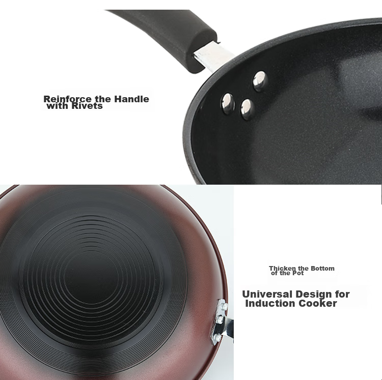 MAXCOOK Non-Stick Wok, Iron with Stand-Up Lid And Wooden Spatula, 32cm Non-Stick Coating, Compatible with Gas And Induction Stoves, MCC606 11
